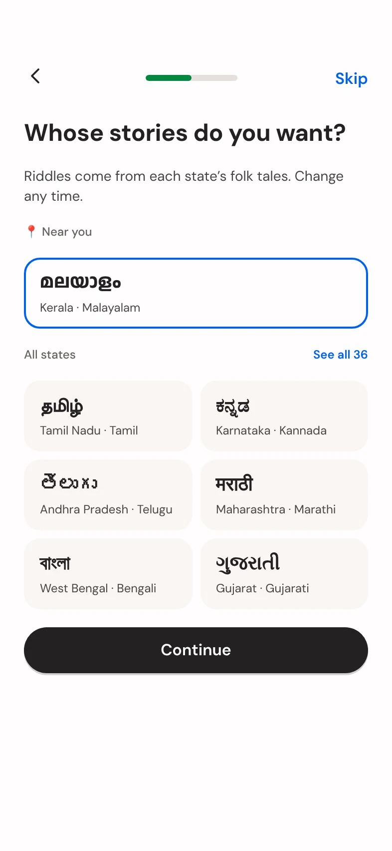 Whose stories do you want? A list of states and their languages