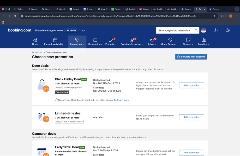 Booking.com, Choose new promotion: deep deals such as Black Friday Deal and Limited-time deal