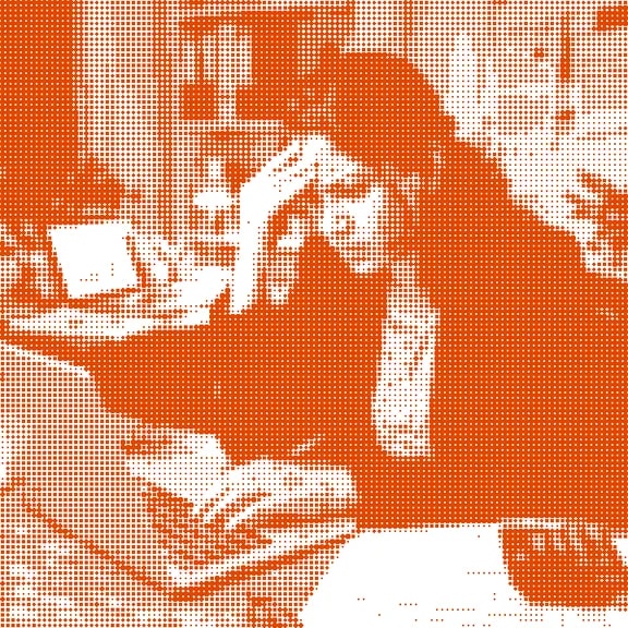 Comic panel: Ananya with a hand on her head, working on a laptop