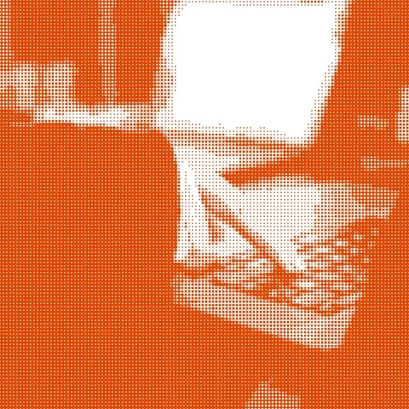 Comic panel: close-up of a laptop keyboard