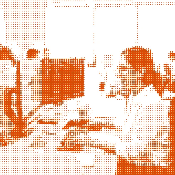Comic panel: Meera at a desk with a computer