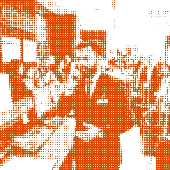Comic panel: Imran at the front desk with people waiting