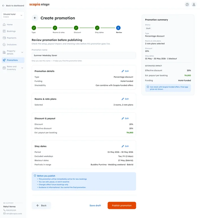 Create promotion, step 5: review before publishing
