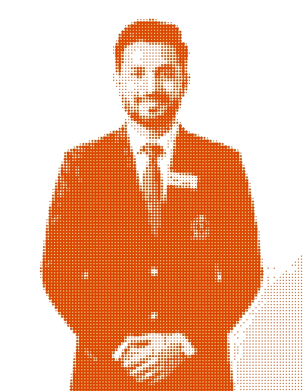 Halftone portrait of Imran Sheikh, a reservations and operations manager