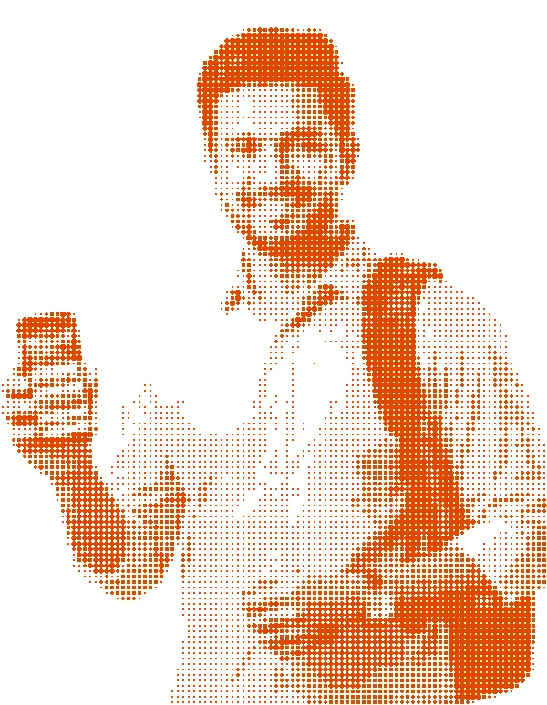 Halftone portrait of Karan Malhotra, a business development and market manager